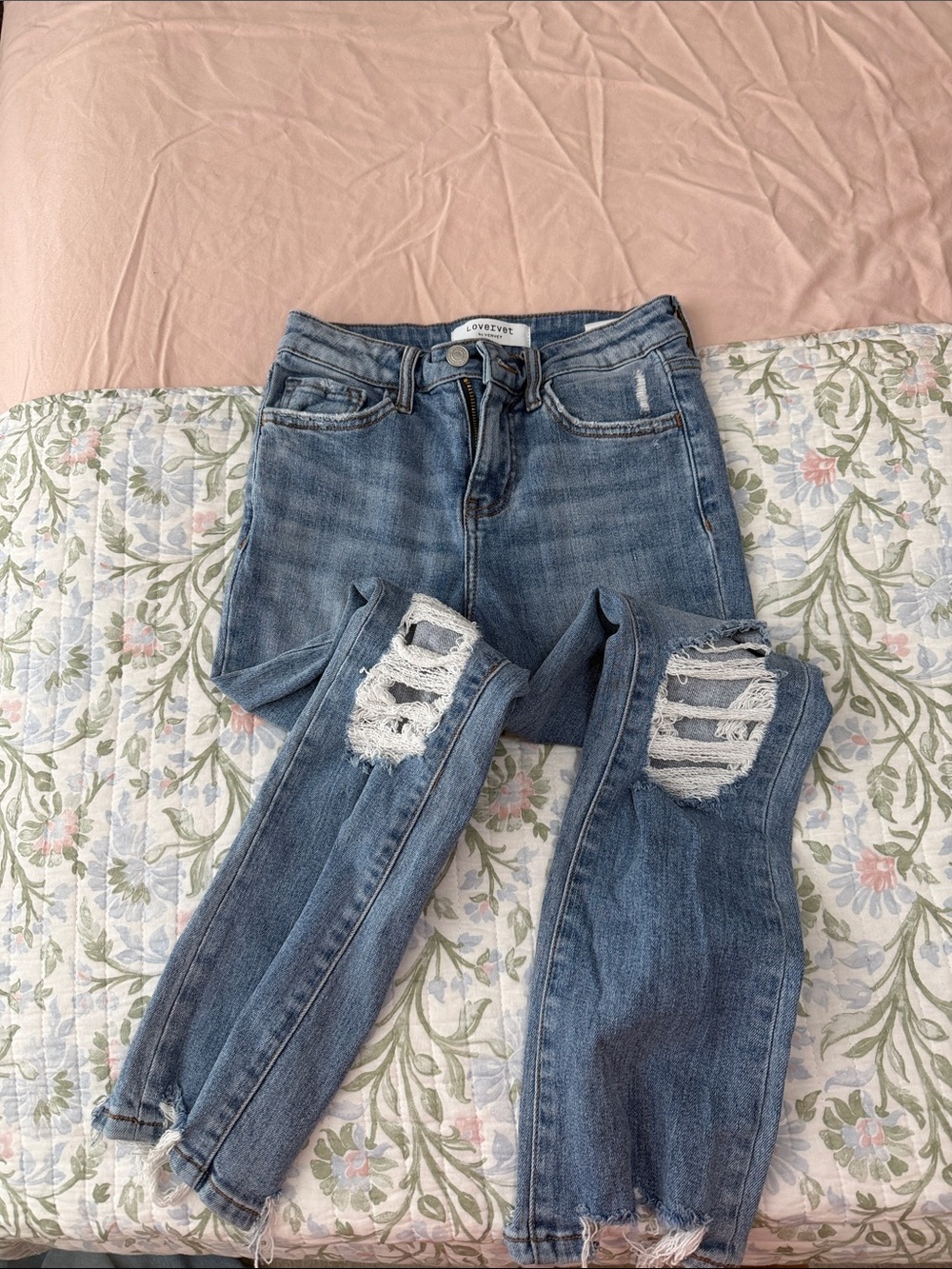 Distressed Light Blue Skinny Jeans — LOVESTITCH